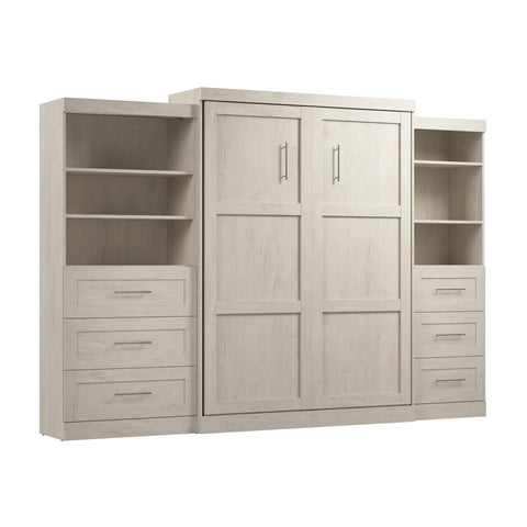 Queen Murphy Bed and 2 Shelving Units with Drawers (126W)
