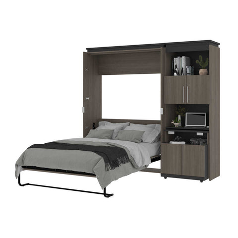Full Murphy Bed with Storage Cabinet and Fold-Out Desk (91W)