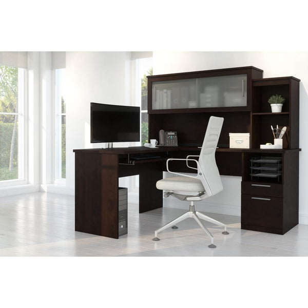 65W L-Shaped Desk with Hutch