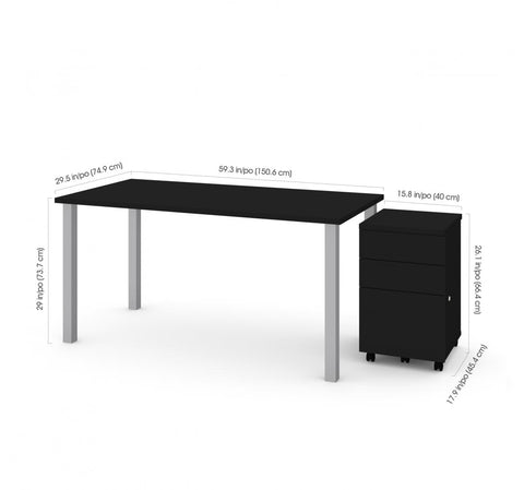 60W x 30D Table Desk with Assembled Mobile Pedestal