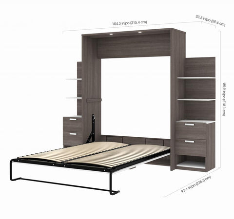 Queen Murphy Bed with Nightstands and Floating Shelves (105W)