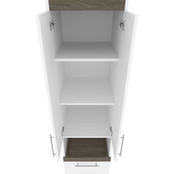 Queen Murphy Bed with Storage Cabinets and Pull-Out Shelves (106W)