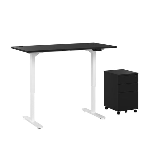 60W x 30D Standing Desk with Assembled Mobile Pedestal