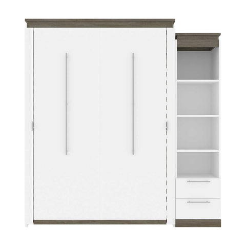 Queen Murphy Bed with Shelves and Drawers (87W)