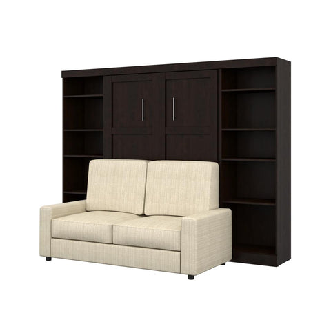 Full Murphy Bed with Sofa and Shelving Units (109W)