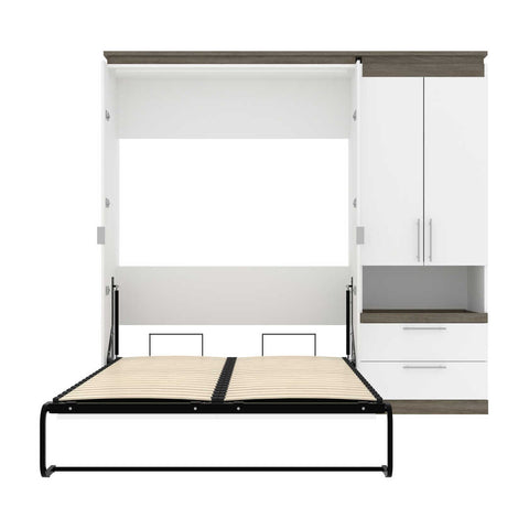 Full Murphy Bed with Storage Cabinet and Pull-Out Shelf (91W)