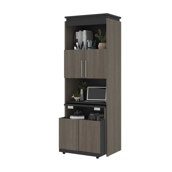 30W Tall Storage Cabinet with Doors and Fold-Out Desk
