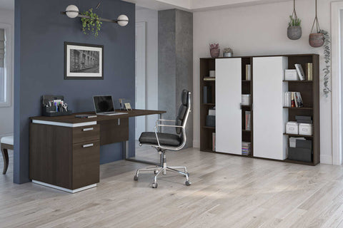 66W Desk with Single Pedestal and Storage Cabinets