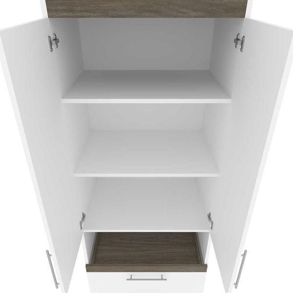 Queen Murphy Bed with Storage Cabinets and Pull-Out Shelves (126W)