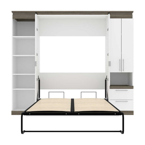 Full Murphy Bed with Storage Cabinet and Shelves (100W)