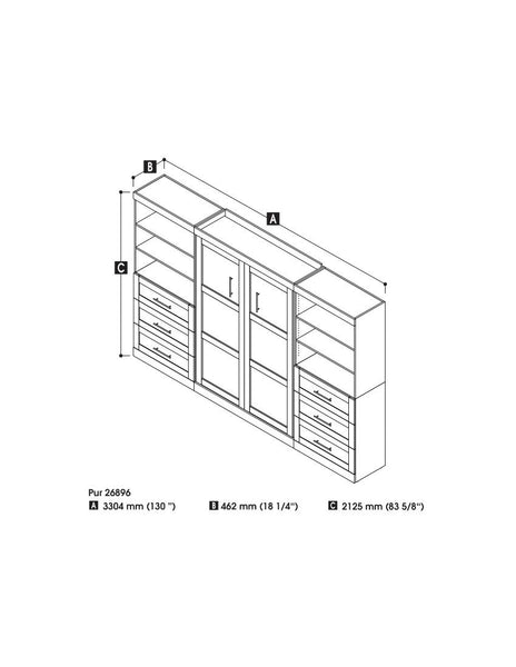 Full Murphy Bed and 2 Shelving Units with Drawers (131W)