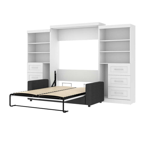 Queen Murphy Bed, 1 Sofa and 2 Storage Units with Drawers