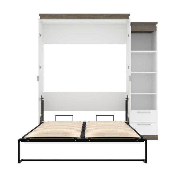 Queen Murphy Bed with Shelves and Drawers (87W)