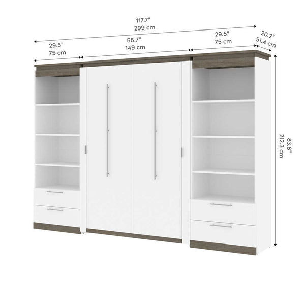 Full Murphy Bed with Shelves and Drawers (120W)