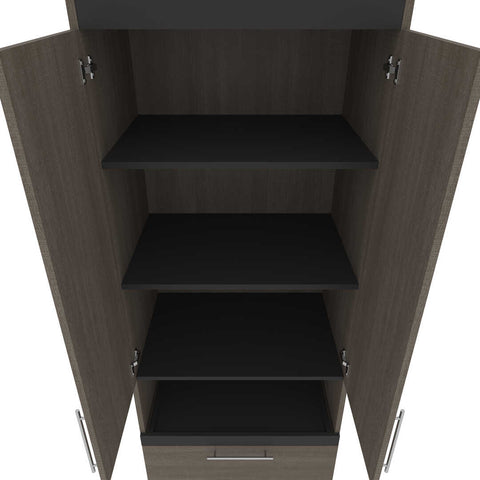 Full Murphy Bed with Storage Cabinets and Pull-Out Shelves (120W)