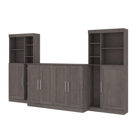 Queen Cabinet Bed with Mattress and Tall Storage Cabinets (139W)