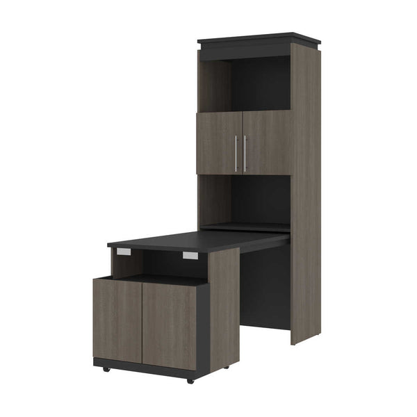 30W Tall Storage Cabinet with Doors and Fold-Out Desk