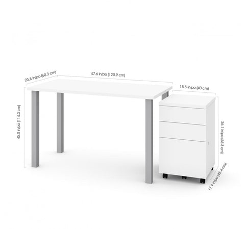 48W x 24D Table Desk with Assembled Mobile Pedestal