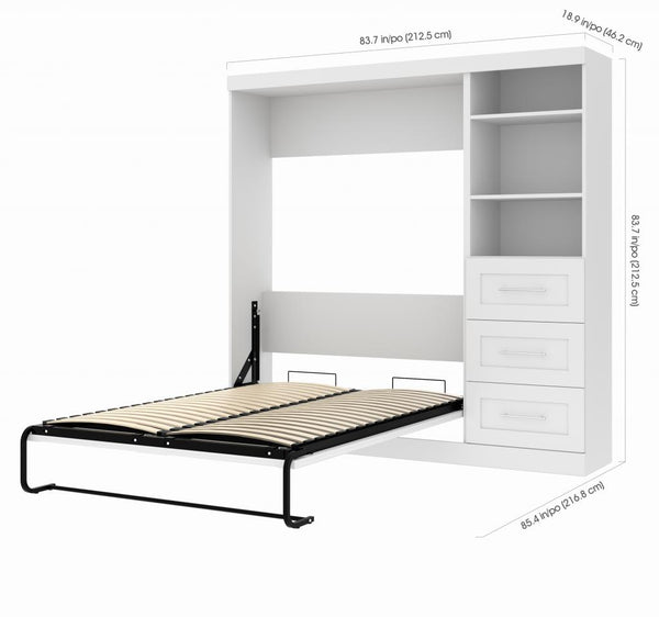 Full Murphy Bed and Shelving Unit with Drawers (84W)