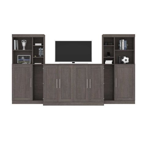 Queen Cabinet Bed with Mattress and Tall Storage Cabinets (139W)