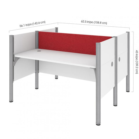 63W Office Cubicles with Red Tack Boards and Low Privacy Panels