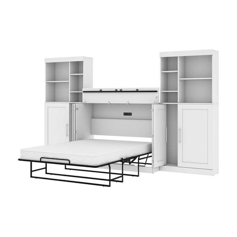 Full Cabinet Bed with Mattress and Tall Storage Cabinets (133W)