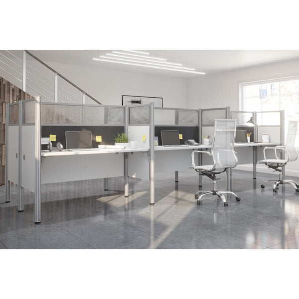 6-Person Office Cubicles with Gray Tack Boards and High Privacy Panels