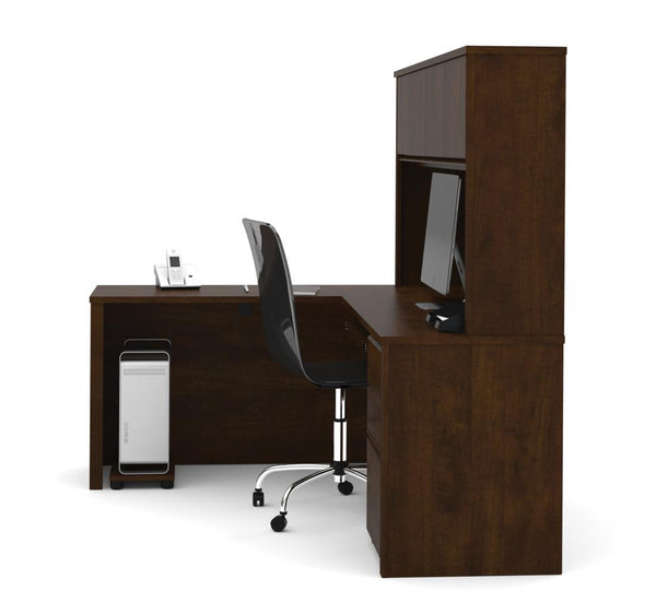 72W L-Shaped Desk with Pedestal and Hutch