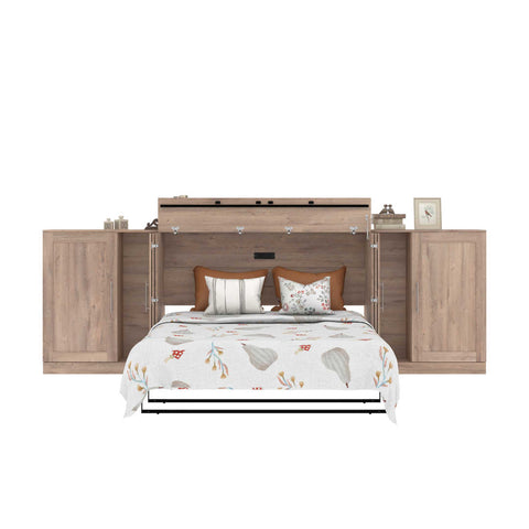 Queen Cabinet Bed with Mattress and Storage Cabinets (139W)
