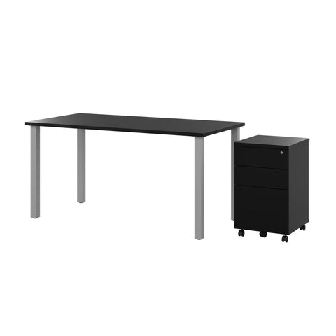 60W x 30D Table Desk with Assembled Mobile Pedestal