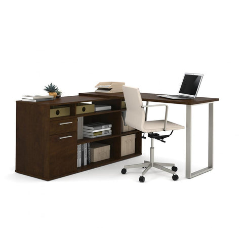 60W L-Shaped Desk with Storage