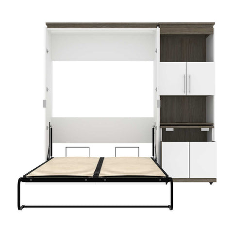 Full Murphy Bed with Storage Cabinet and Fold-Out Desk (91W)