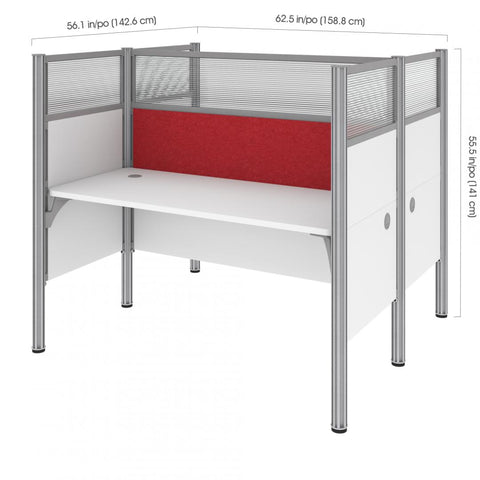 63W Office Cubicles with Red Tack Boards and High Privacy Panels