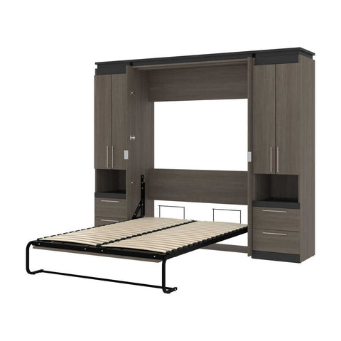 Full Murphy Bed with Storage Cabinets and Pull-Out Shelves (100W)