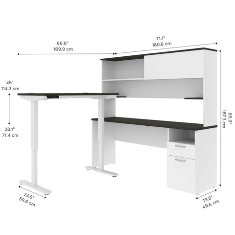 24” x 48” Standing Desk and 1 Credenza with Hutch