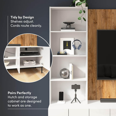 118W Modular Entertainment Center with TV Stand and Storage Cabinets with Hutches