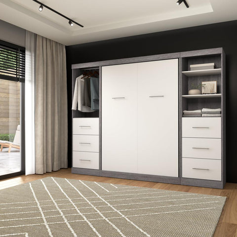 Full Murphy Bed and 2 Closet Organizers with Drawers (109W)