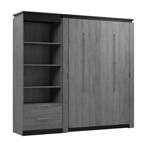 Lit escamotable double avec tablettes et tiroirs (91L)