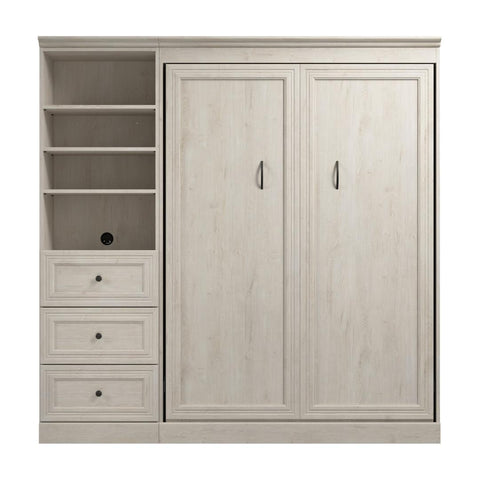 Lit escamotable double et organisateur de garde-robe avec tiroirs (84L)