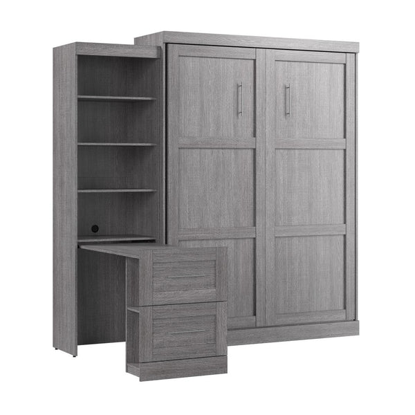 90W Queen Size Murphy Bed with Pull-Out Desk