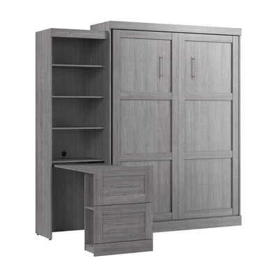 90W Queen Size Murphy Bed with Pull-Out Desk