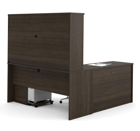 Bureau en L avec deux caissons et une huche
