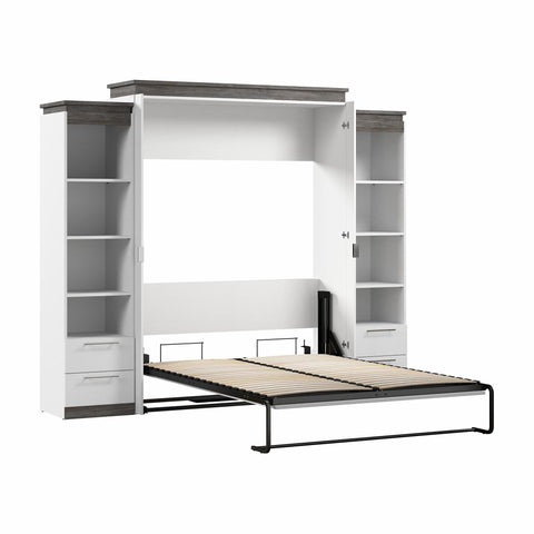 Grand lit escamotable avec tablettes et tiroirs (106L)