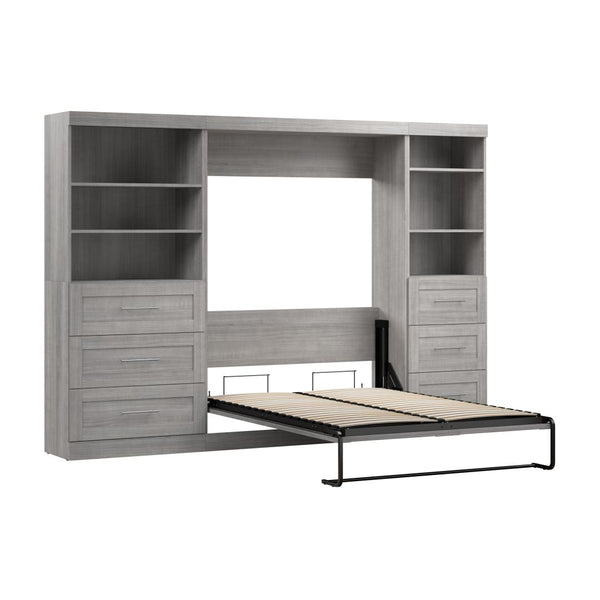 Lit escamotable double et 2 étagères avec tiroirs (120L)
