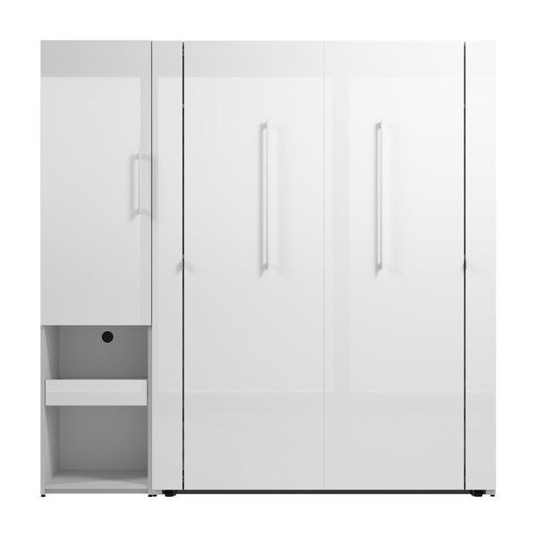 Lit escamotable double et armoire avec tablette coulissante (81L)