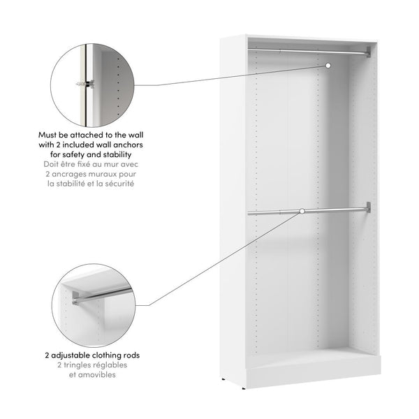 Modular Double Hanging Closet System, 36W x 16D