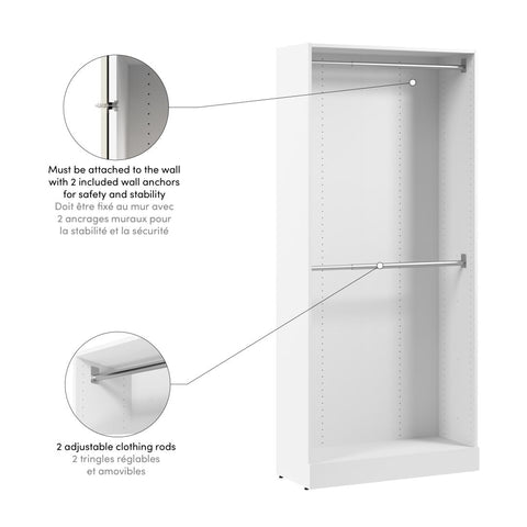 Modular Double Hanging Closet System, 36W x 16D