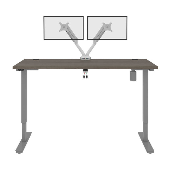 Bureau assis-debout 60L x 30P avec support double pour moniteurs