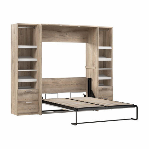 Lit escamotable double avec 2 organisateurs de garde-robe avec tiroirs (99L)