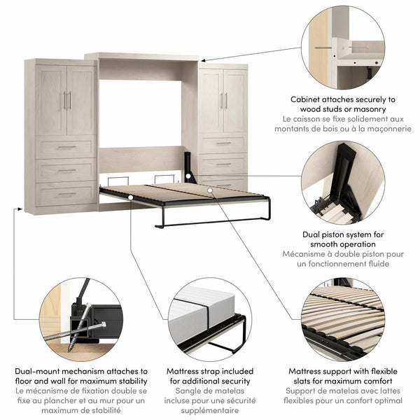 Grand lit escamotable avec penderies (136L)